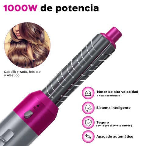 "GlamBrush™ 5 en 1: Seca, Alisa, Riza y Da Volumen en Minutos".