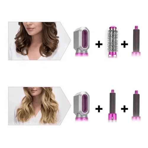 "GlamBrush™ 5 en 1: Seca, Alisa, Riza y Da Volumen en Minutos".