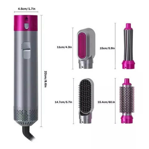 "GlamBrush™ 5 en 1: Seca, Alisa, Riza y Da Volumen en Minutos".