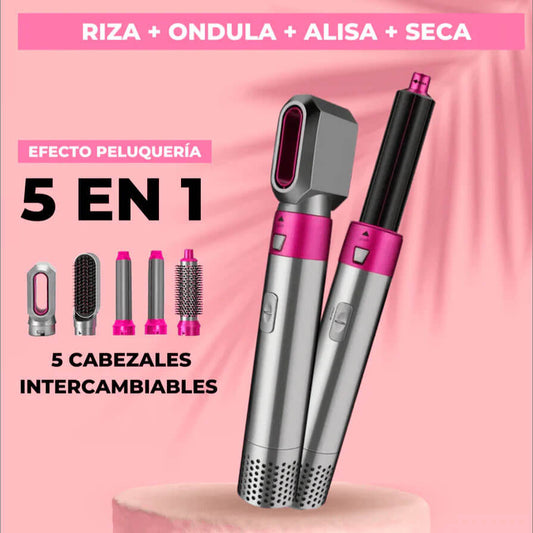 "GlamBrush™ 5 en 1: Seca, Alisa, Riza y Da Volumen en Minutos".